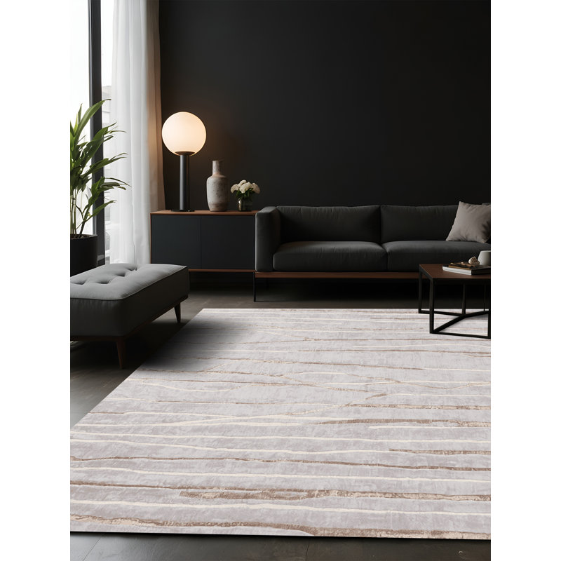 Tapis gris soyeux et moelleux, Carré 5 pi