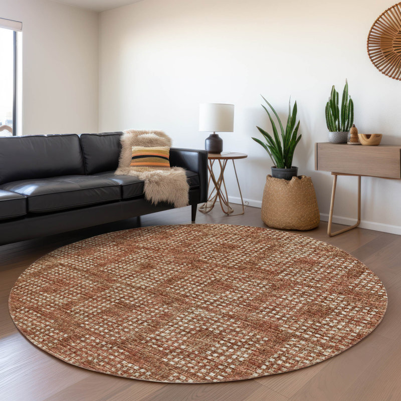 Premium Machine Washable Mayfield AMF33 Geometric Rug, Canyon, 8' Round