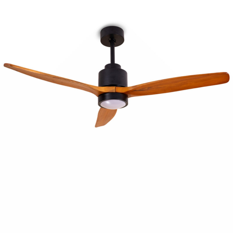 Ventilateurs de plafond en bois silencieux de 52 po avec lumières et ventilateur à distance résistant à l'humidité pour les patios, ventilateur de plafond à 6 vitesses pour la cuisine de la chambre à coucher, 3 lumières de couleur, fonction de min