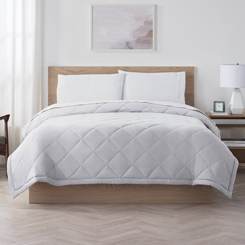 Twin Light Gray Polyester Reversible Cooling Blanket