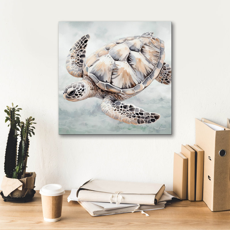 «Cape Cod Turtle» par Nicole DeCamp, art mural sur toile, 18 po x 18 po