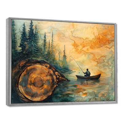 Gerrid Fishing Tranquility River Landscape II - Boat Fishing Wall Art Decor