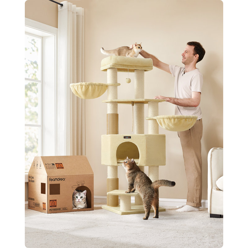 160 X 50 X 50 Cm 160cm H Cat Tree, Yellow