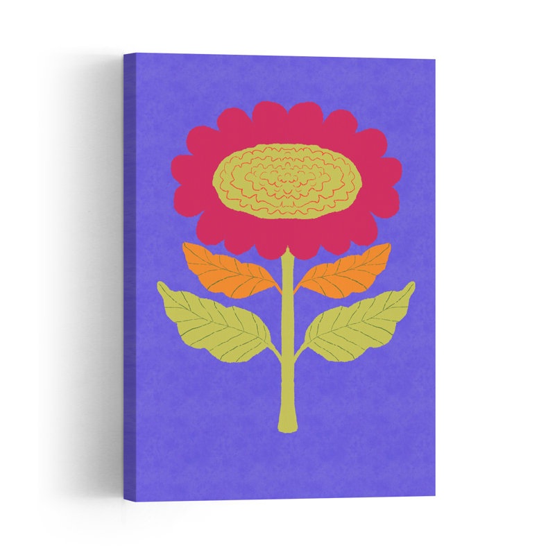 Reproduction d'art floral abstrait rose rétro, H 24 po x l 16 po