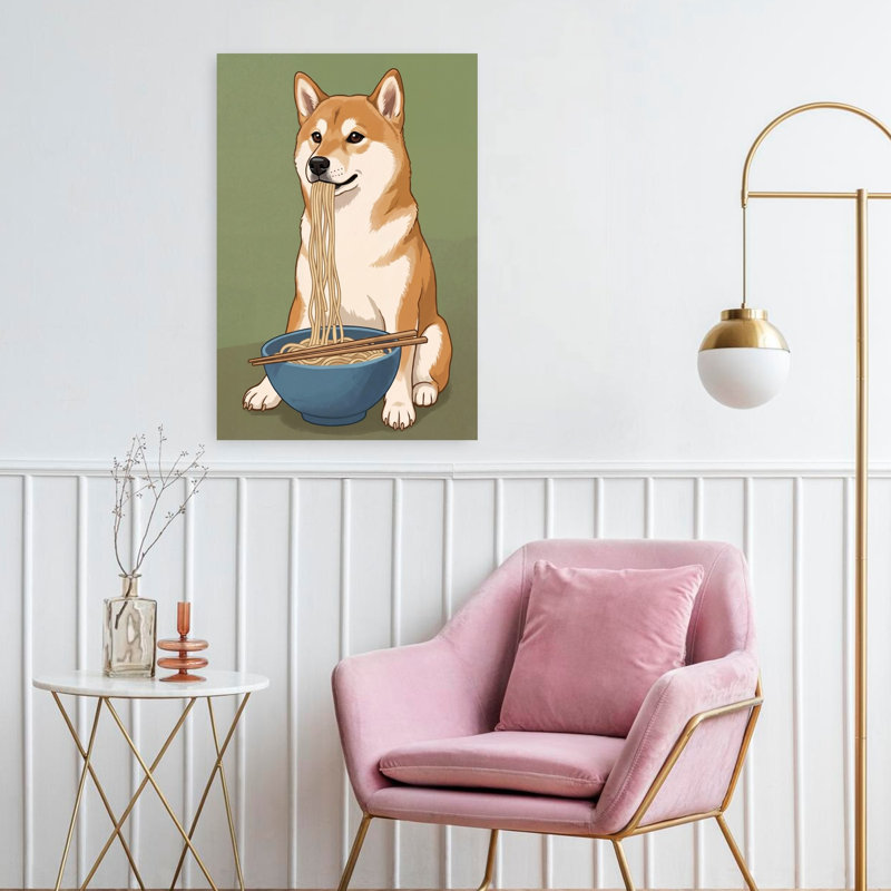Art mural contemporain Shiba Inu, H 24 po x l 16 po