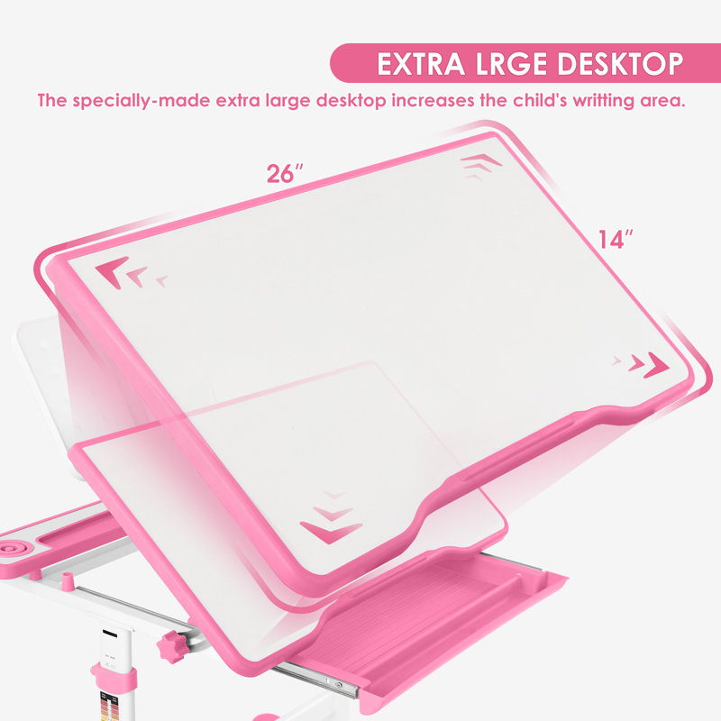 Ensemble de bureau d'écriture avec chaise Trona, Rose