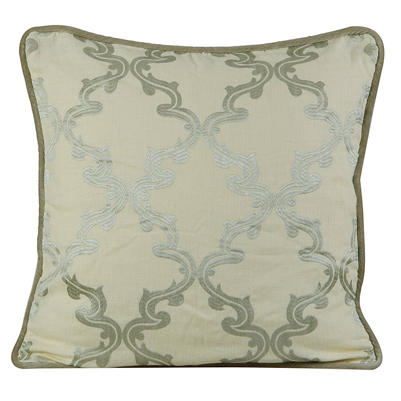 Joyous Embroidered Feather Linen Reversible Throw Pillow, Pastel Yellow
