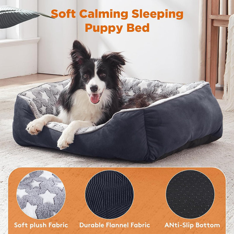 Lit rectangulaire pour grands chiens, lit douillet et lavable ..., Noir