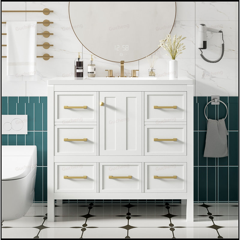Meuble-lavabo autoportant de 36 pouces avec lavabo en résine
