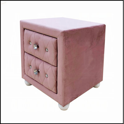 Magnifique table de chevet rembourrée en tissu avec deux tiroirs de rangement, mobilier de chambre élégant et fonctionnel