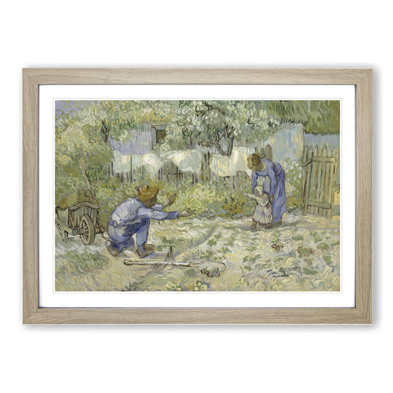 First Steps by Vincent Van Gogh - Framed Print, 48cm H x 65cm W x 2cm D, Oak Framed