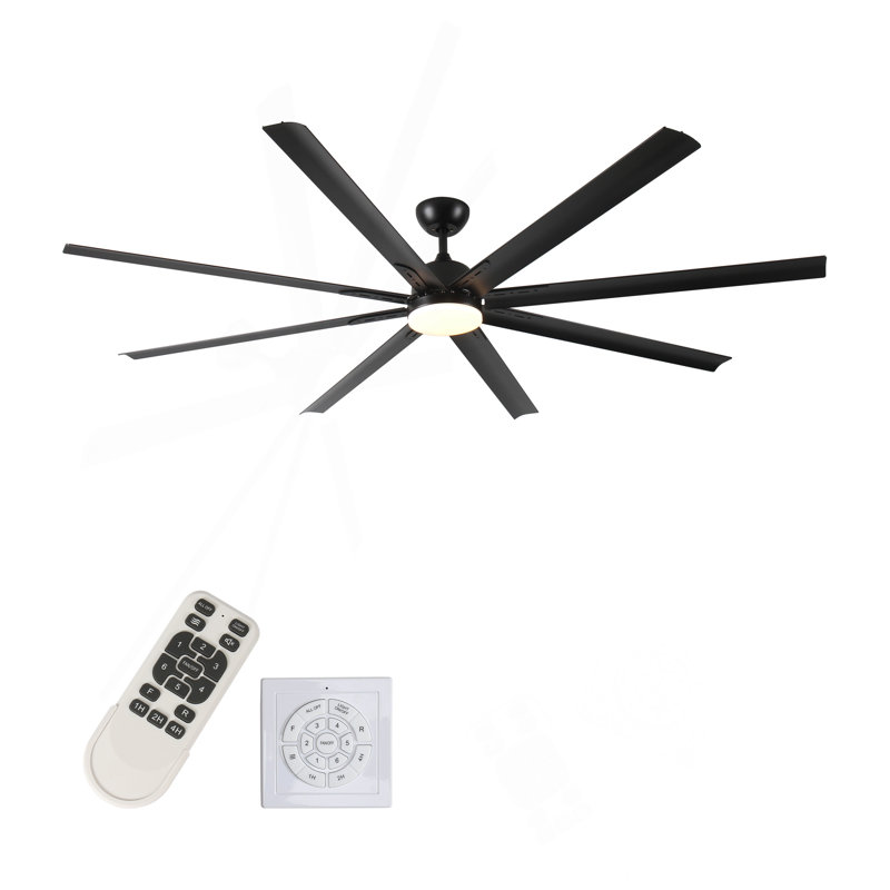Très grand ventilateur de plafond noir 84 po avec télécommande