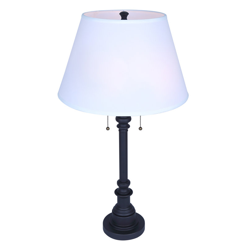 Deylani 2 Light Table Lamp With Oil Rubbed Bronze Finish And White Shade