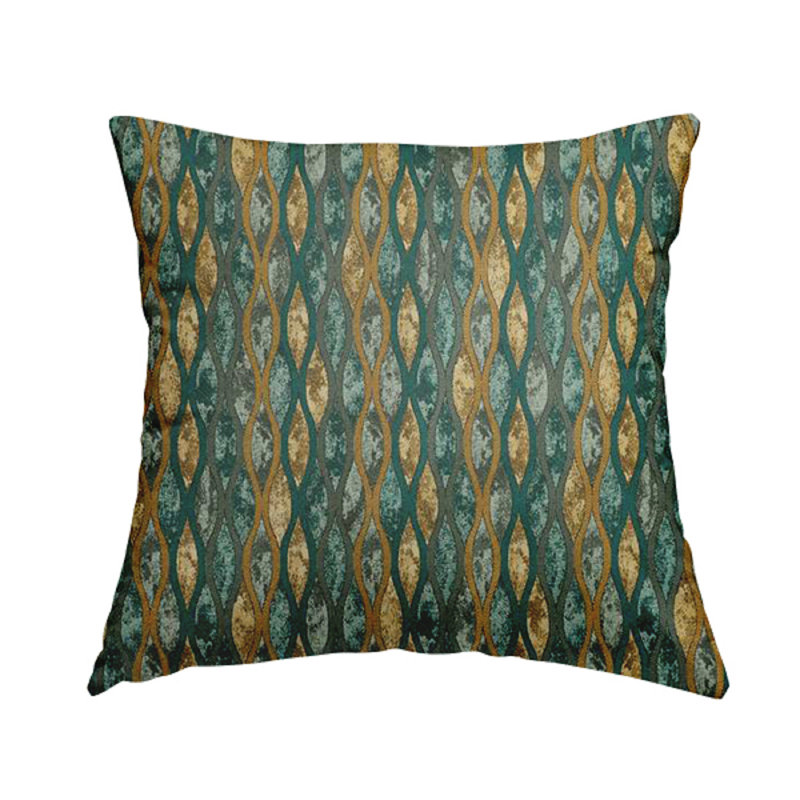 Mendiola Striped Rectangular Cushion, Gold Blue