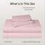 Ensemble de draps 100% coton rose, poches profondes satinées à 400 points, ajustement élastique, doux et durable.