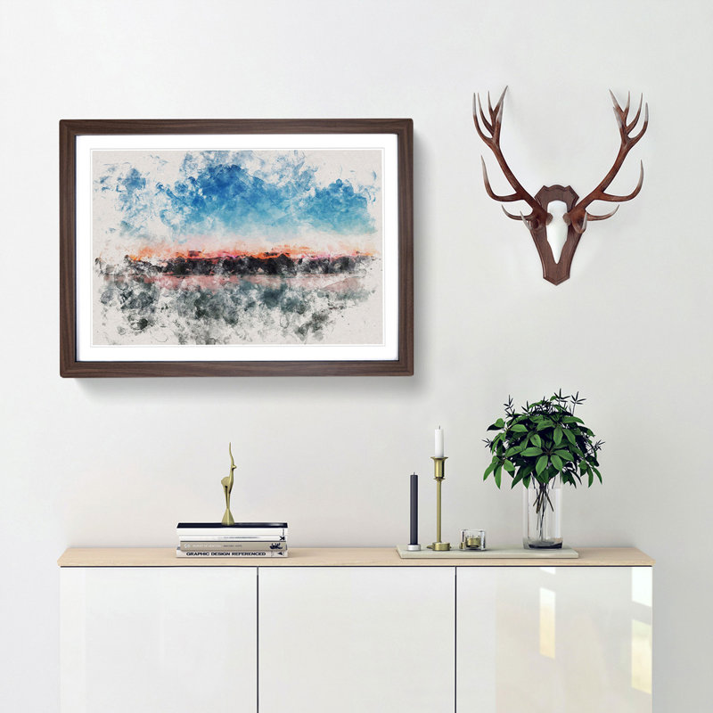 Fuchsia Sky Above the Mountains - Framed Print, Walnut Framed, 33cm H x 45cm W x 2cm D
