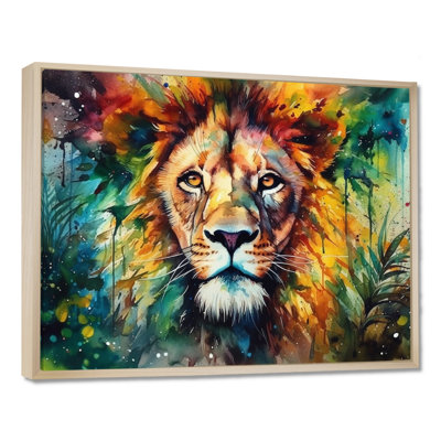 Portrait de lion coloré I - décoration murale lion