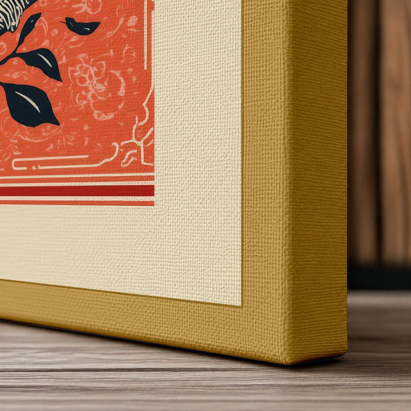 Toucan on Branch Boho - Wrapped Canvas, 18x12 - 45.7 x 30.5 cm, Ochre Border