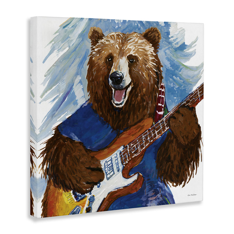 Bear Playing Guitar Canvas Wall Art by Seven Trees Design, 17" H x 17" W