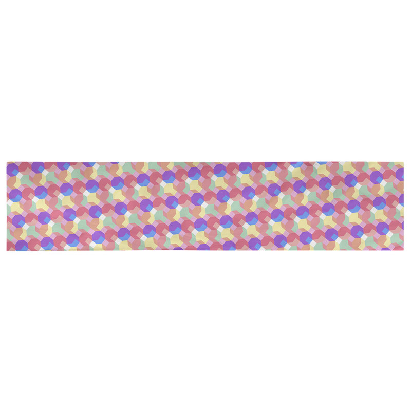 Chemin de table octogons Avicia, 91,5 po x 17,5 po, Polyester, Rose / Bleu