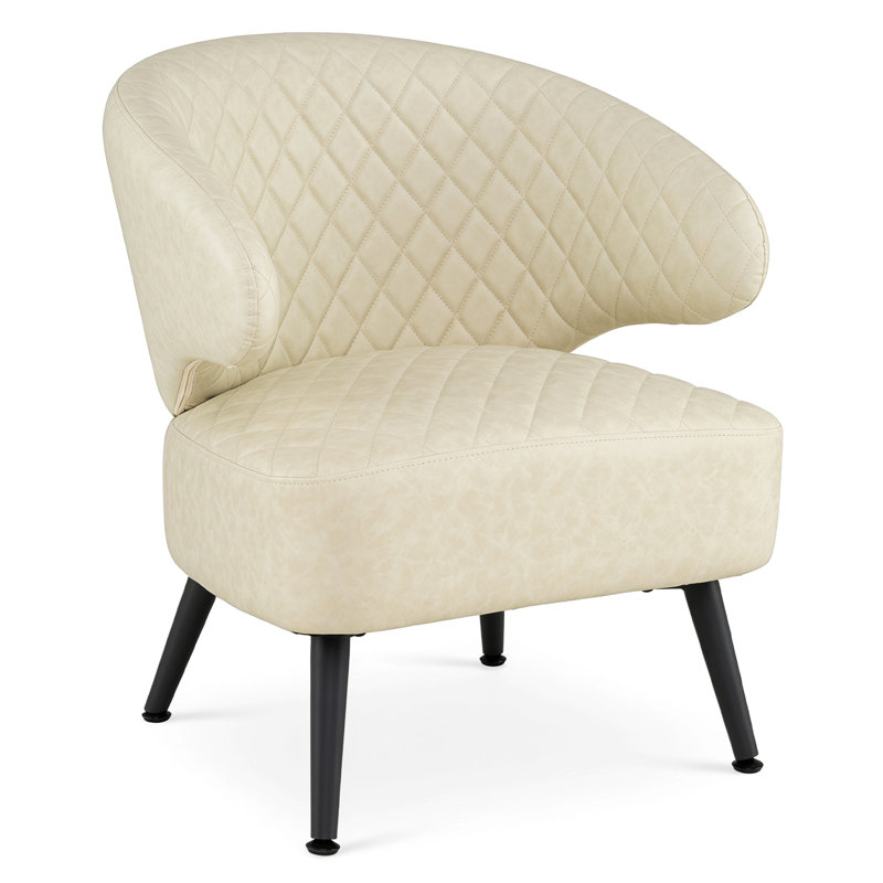 1 fauteuil d'appoint moderne PCS, fauteuil rembourré en similicuir confortable, pieds robustes en métal, 1