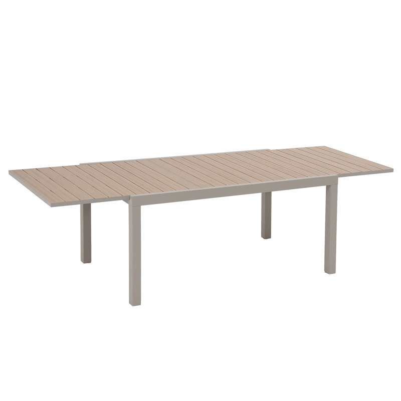 Outdoor Aluminum Extended Table, Brown Top/Flaxen Base