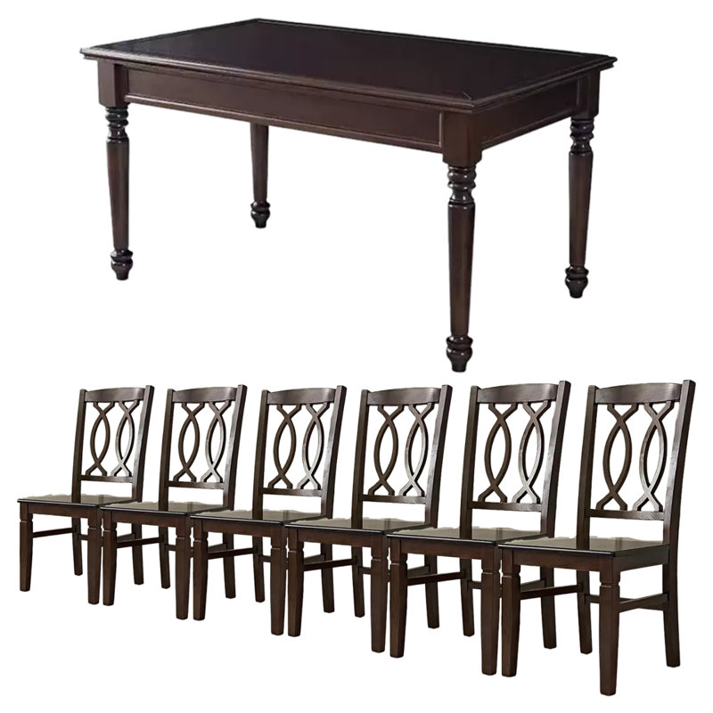 Sylvanus Rectangular 35.43'' W Dining Set, 7 Pieces: Table, 6 Chairs, 35.43" H x 59" W x 29.92" D