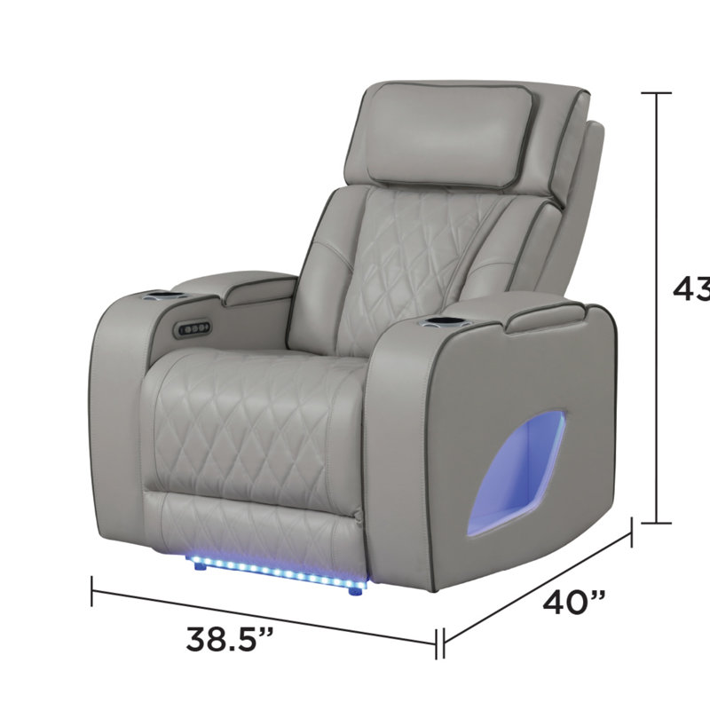 Fortuner Modern Style Upholstery Recliner Chair With Wood Frame And Massage Function For Ultimate Comfort, Gray