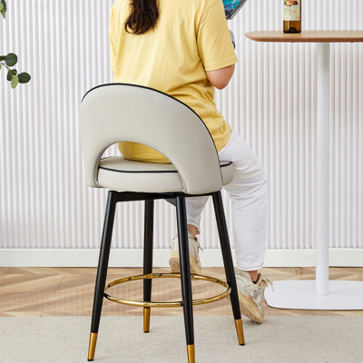 Paire de chaises de bar pivotantes à 360 ° - Revêtement en polyuréthane moderne et base en métal, idéales pour diverses occasions comme la salle à manger, la cuisine, la terrasse, le bureau, les 2 chaises pivotantes, confortables, pratiques