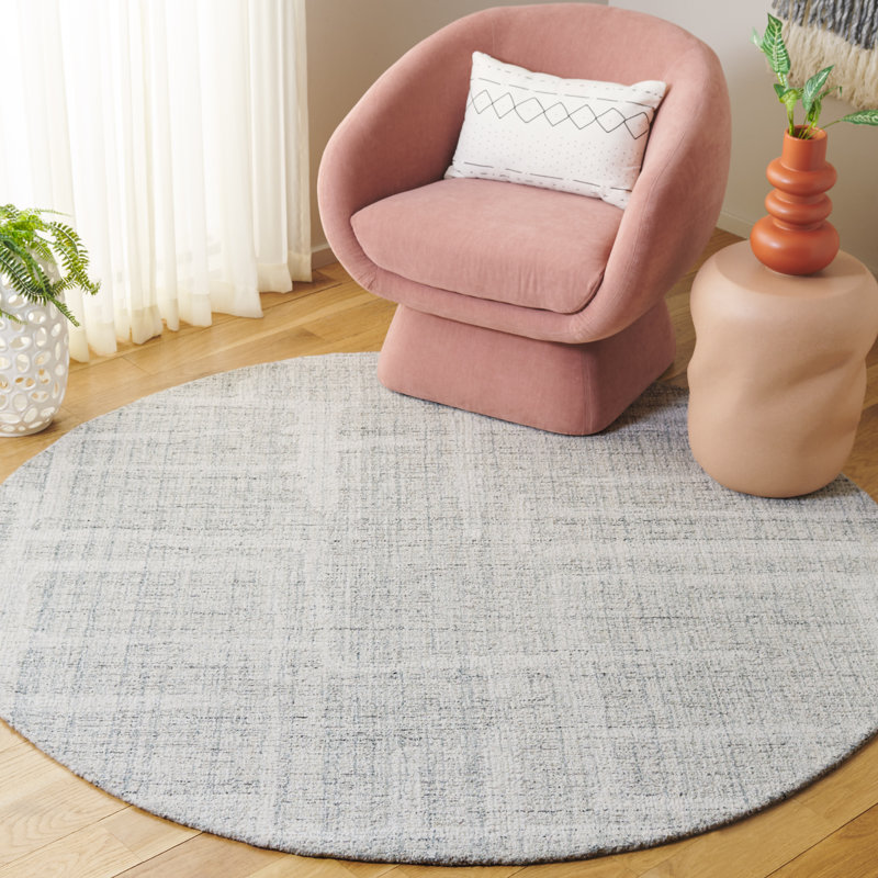 Abstract 460 Hand Tufted Wool Pile Abstract Rug, Round 6'