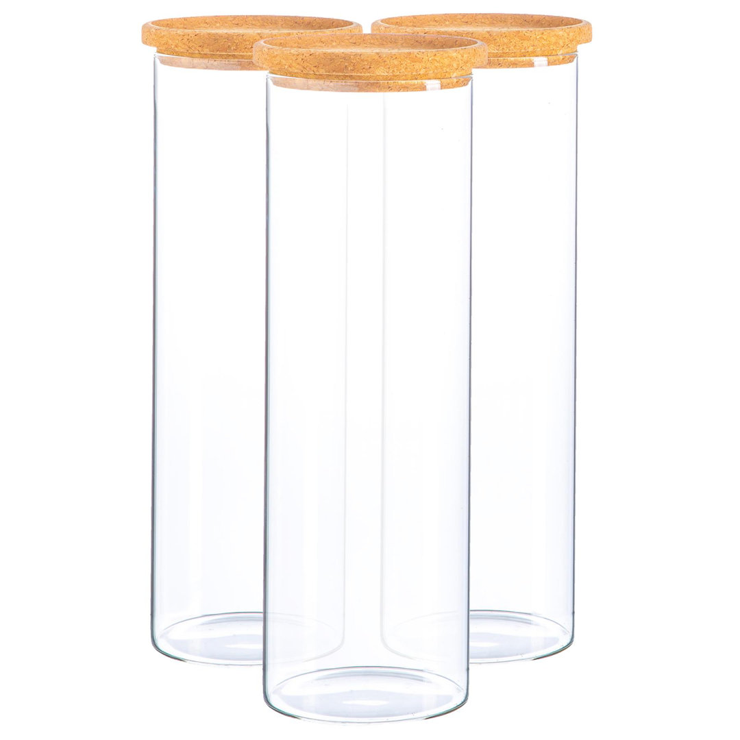 Argon Tableware - Glass Scandi Storage Jars with Cork Lids - Set of 3