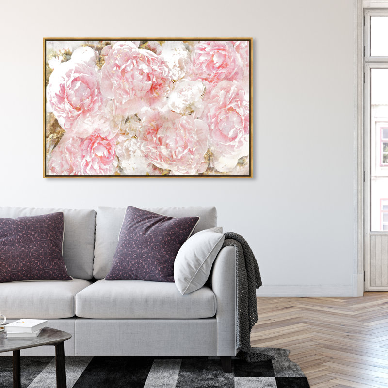 « roses », impression sur toile oliver gal, Cadre doré, H 36 po x l 54 po