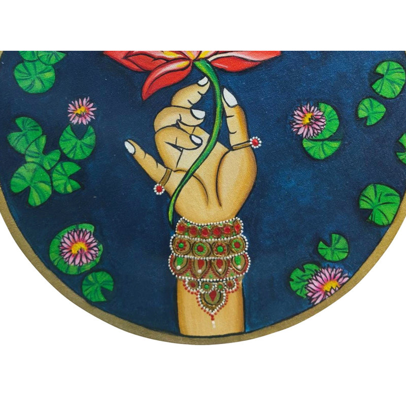 Fleur de lotus dans l'art de Pichwai | Acrylique sur toile | Par Shalini