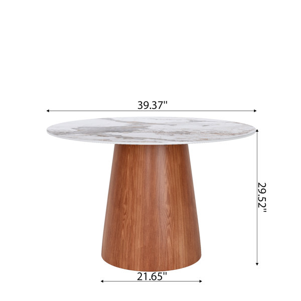 Corrigan Studio Round Solid Wood Pedestal Dining Table 43", Victorian ...