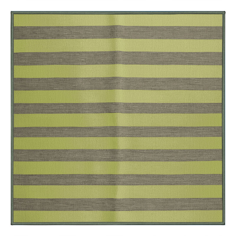 Tapis vert à rayures horizontales lavable à la machine, Carré 7 pi