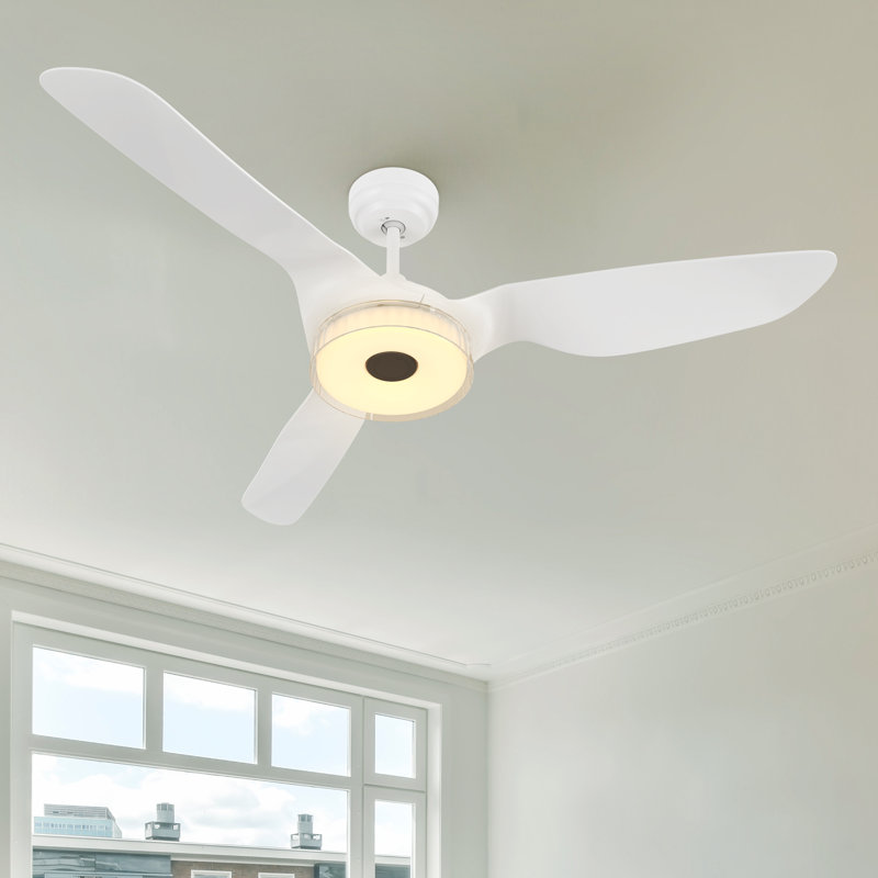 Derita 52" Smart DC Motor Ceiling Fan with LED Lights, Remote Control and Downrod Inculded, White