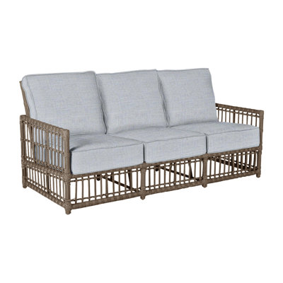 Newport 79" Wide Outdoor Wicker Patio Sofa with Cushions