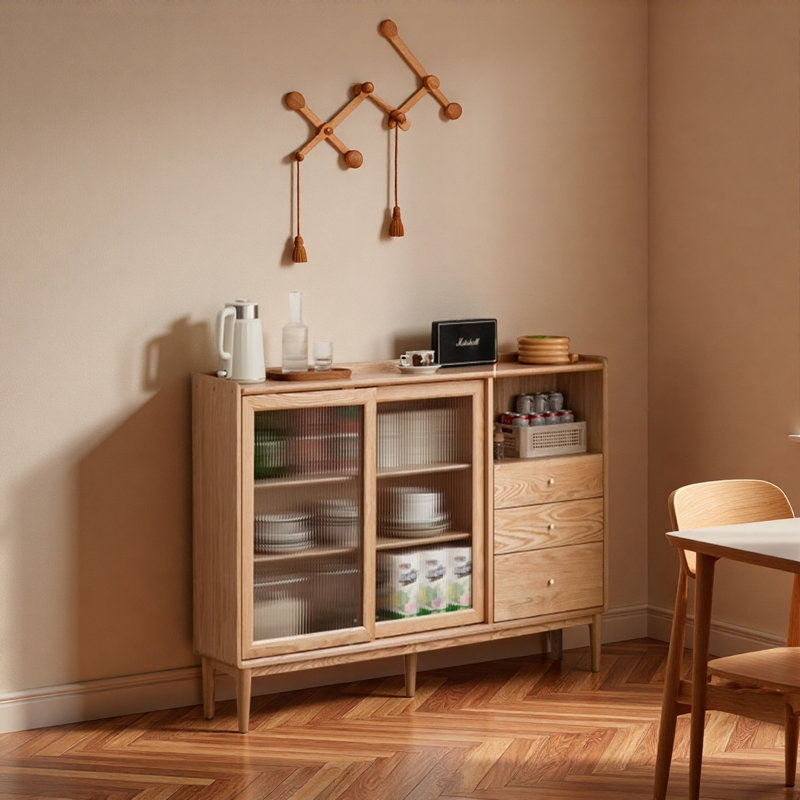 - Armoire d'appoint coulissante mince, H 38,58 po x l 47,24 po x P 11,81 po, Natural Wood