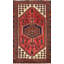 Tapis rouge en laine noué à la main de conception unique 3 pi 3 po x 4 pi 9 po Newmill