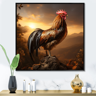 Poulet coq du crépuscule - Art mural animal