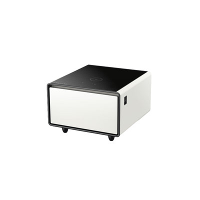 Lonas Glass Top End Table with Storage and Built-In Outlets