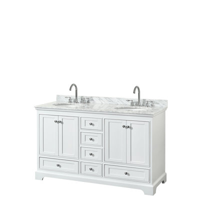 Deborah 60'' Double Bathroom Vanity with Marble Top