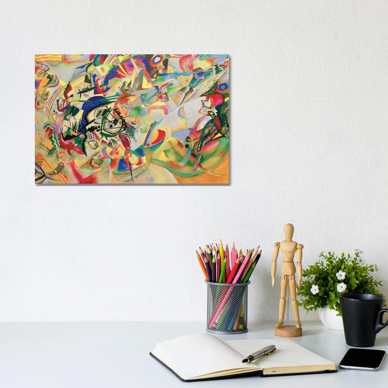 Composition VII by Wassily Kandinsky - Wrapped Canvas Painting, 20.32 cm H x 30.48 cm W, White Framed