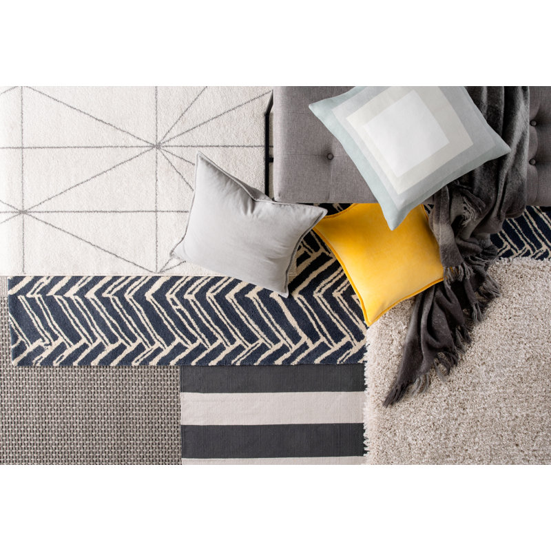 Tapis à chevrons en denim Akeriah, Rectangle 4 pi x 6 pi