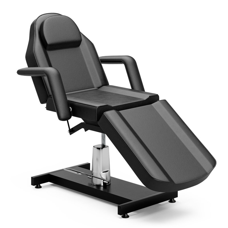 Lit de massage réglable, salon de beauté à fauteuil de tonte hydraulique pour client, Black