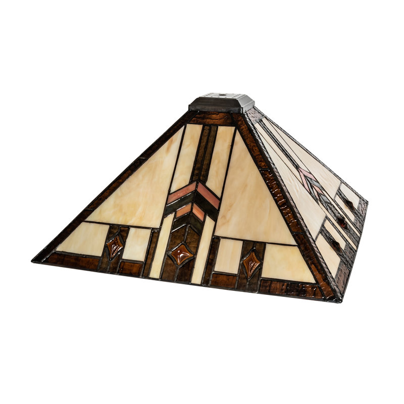 16" Square Prairie Wheat Harvest Shade, Orange/Brown/Clear, 7.5" H x 23" W x 23" D