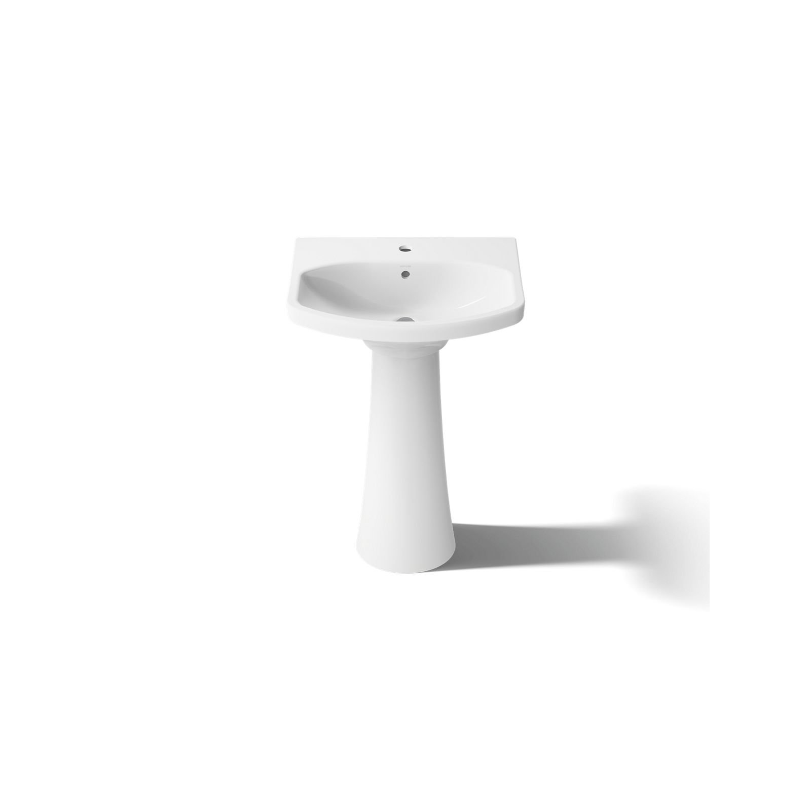 Cimarron 26.81" Vitreous China U-Shape Pedestal Bathroom Sink with Overflow, White, Single