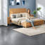Lits avec banquette de rangement, cadre de lit traîneau king en bois massif, style moderne