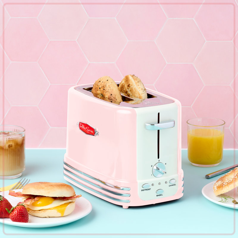 Nostalgia 2 Slice Toaster, Pink
