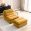 Fauteuil à billes 32 po avec repose-pieds, grande chaise longue pour adultes, canapé rembourré capitonné pour le salon, la chambre à coucher, jaune